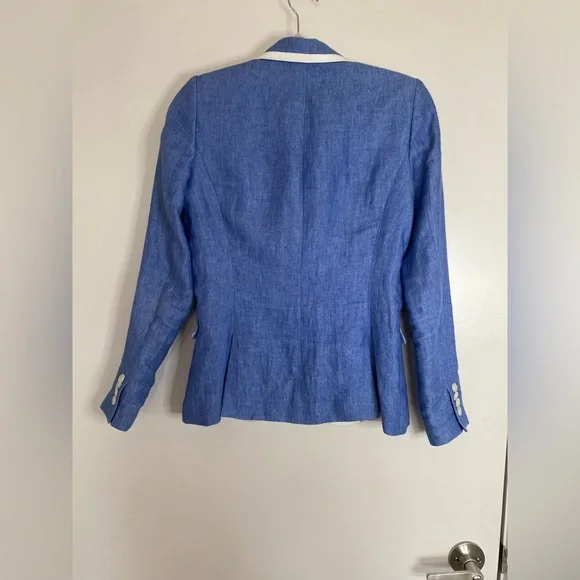 Curling Collection Blue and White Blazer with Tailored Fit & Nautical Touch - 36 - Picture 5 of 9